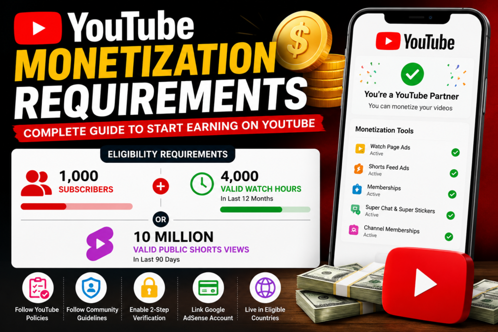 YouTube Monetization Requirements: Complete Guide to Earning Money on YouTube (2026)