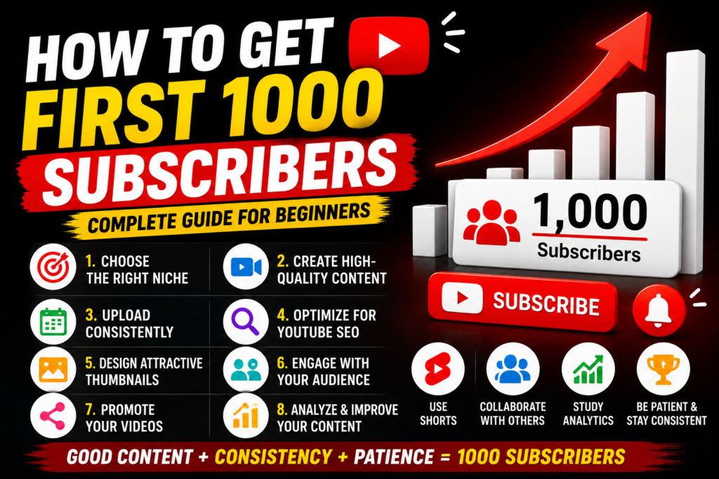 How to Get Your First 1000 Subscribers on YouTube: A Complete Beginner’s Guide (2026)
